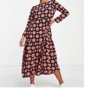 ASOS Petite Black and Pink Floral Dress
